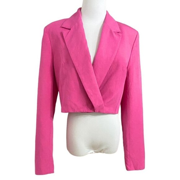 ZARA PINK LINEN BLEND CROPPED BLAZER STYLE 2010/719/630 - M - Picture 3 of 12